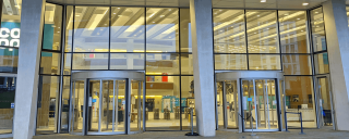 Photo of a glass fronted office building