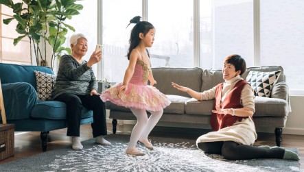 Family in living room