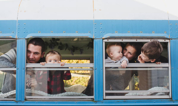 Family in campervan